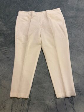 LOFT Linen White Cropped Pants, size 12